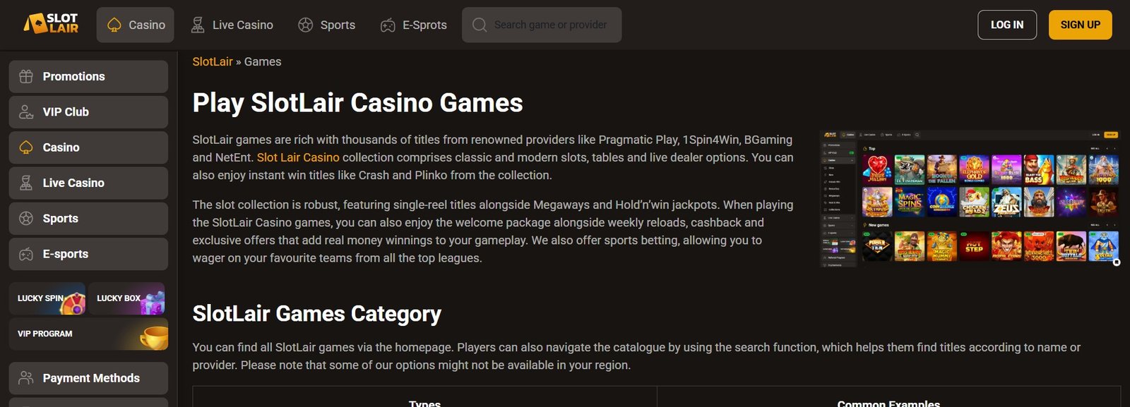 Slot Lair Casino Top Review 1